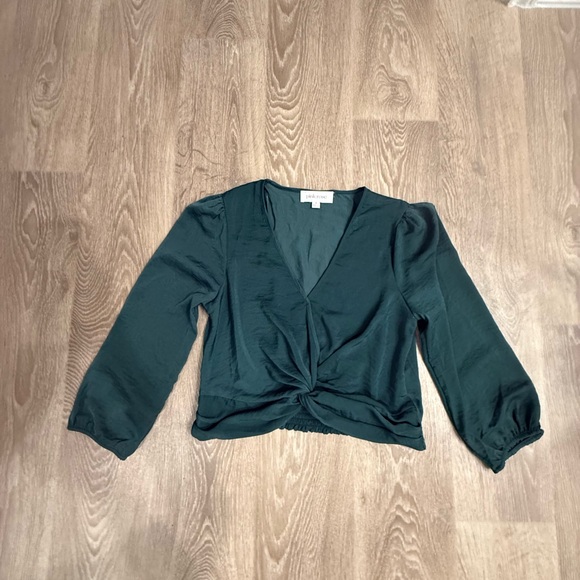 Pink Rose Tops - Pink Rose Deep Green Twist Front Blouse